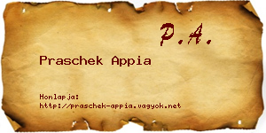 Praschek Appia névjegykártya